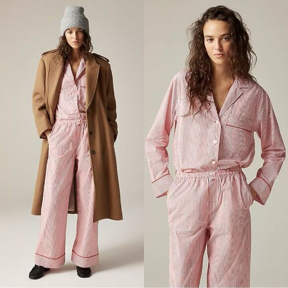 NWT J CREW Pajama pant set in striped cotton poplin
in Candy Apple - Picture 1 of 8